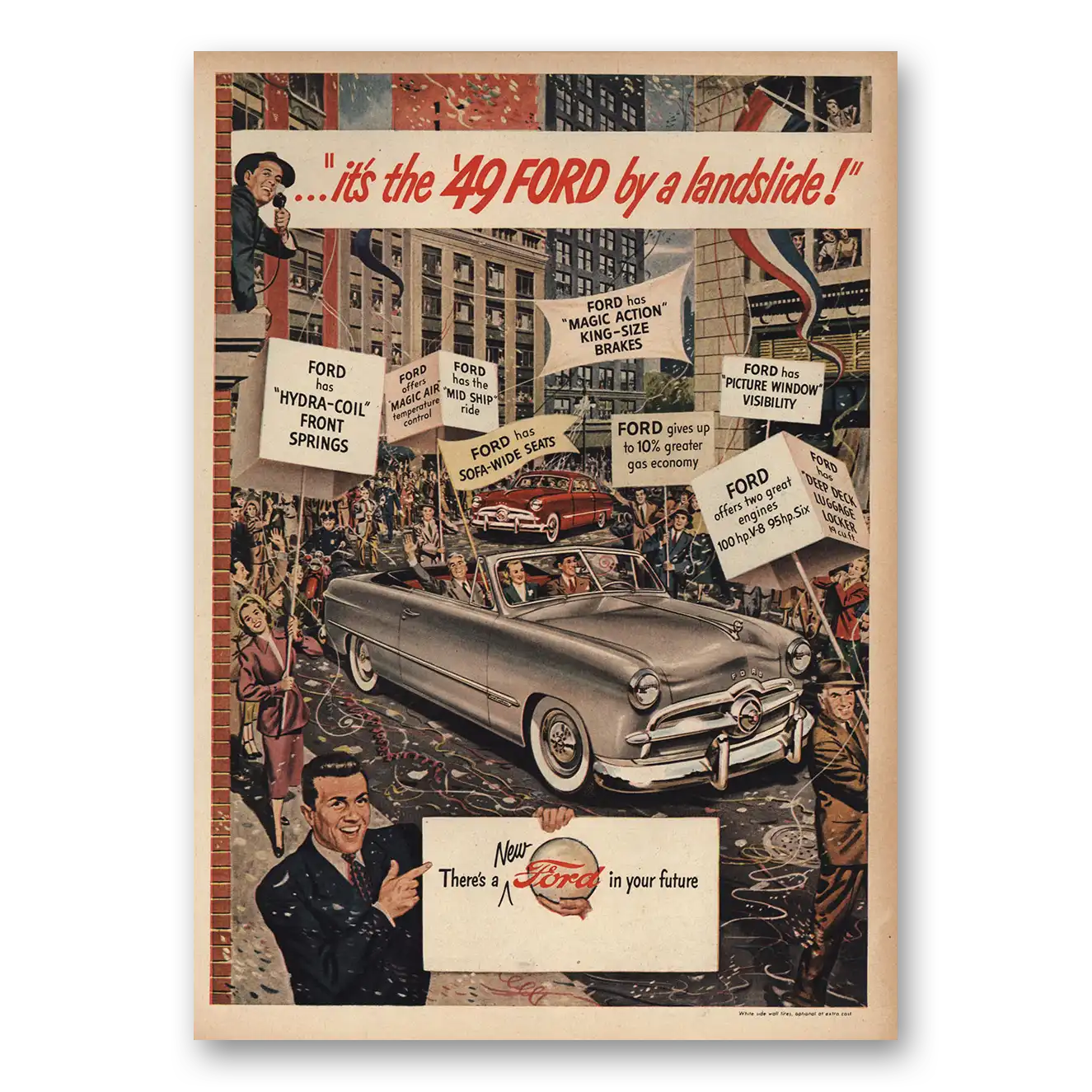 1949 Ford Its the 49 Ford By a Landslide Vintage Magazine Print Ad