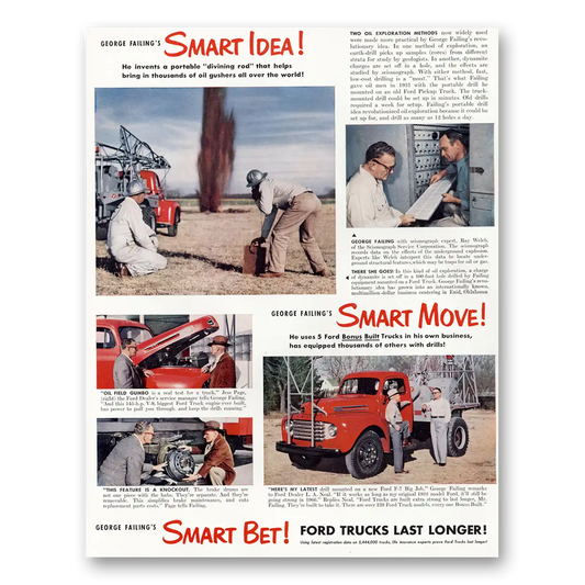 1949 Ford Trucks George Failings Smart Idea Vintage Magazine Print Ad