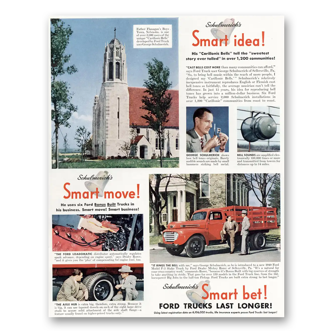 1949 Ford Trucks Carillonic Bells Tell the Sweetest Story Vintage Magazine Print Ad