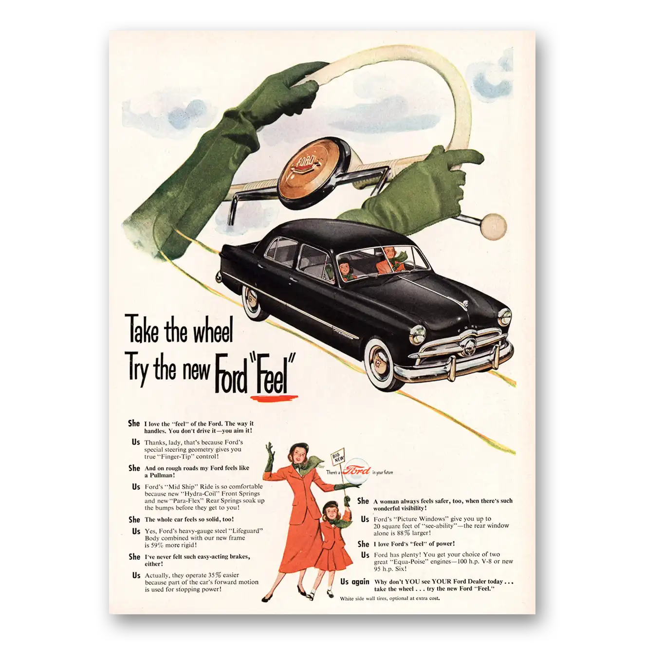 1949 Ford Take the Wheel Try the New Ford Feel Vintage Magazine Print Ad