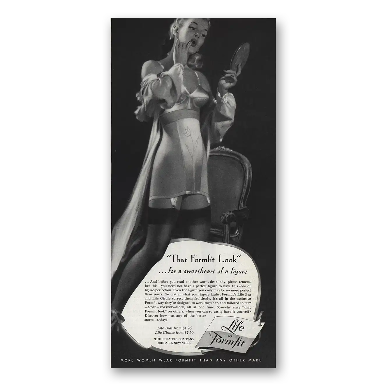 1949 Formfit Life Bra Sweetheart Figure Vintage Magazine Print Ad