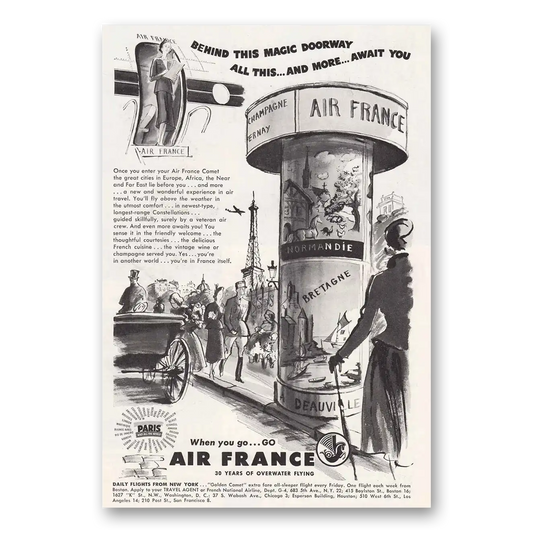 1949 Air France Behind This Magic Doorway Vintage Magazine Print Ad