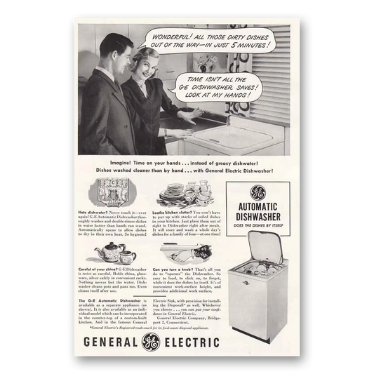 1949 General Electric Dishwasher Wonderful Vintage Magazine Print Ad