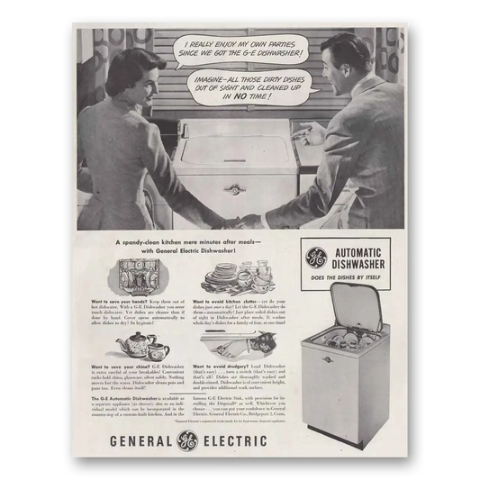 1949 General Electric Dishwasher Enjoy My Own Parties Vintage Magazine Print Ad