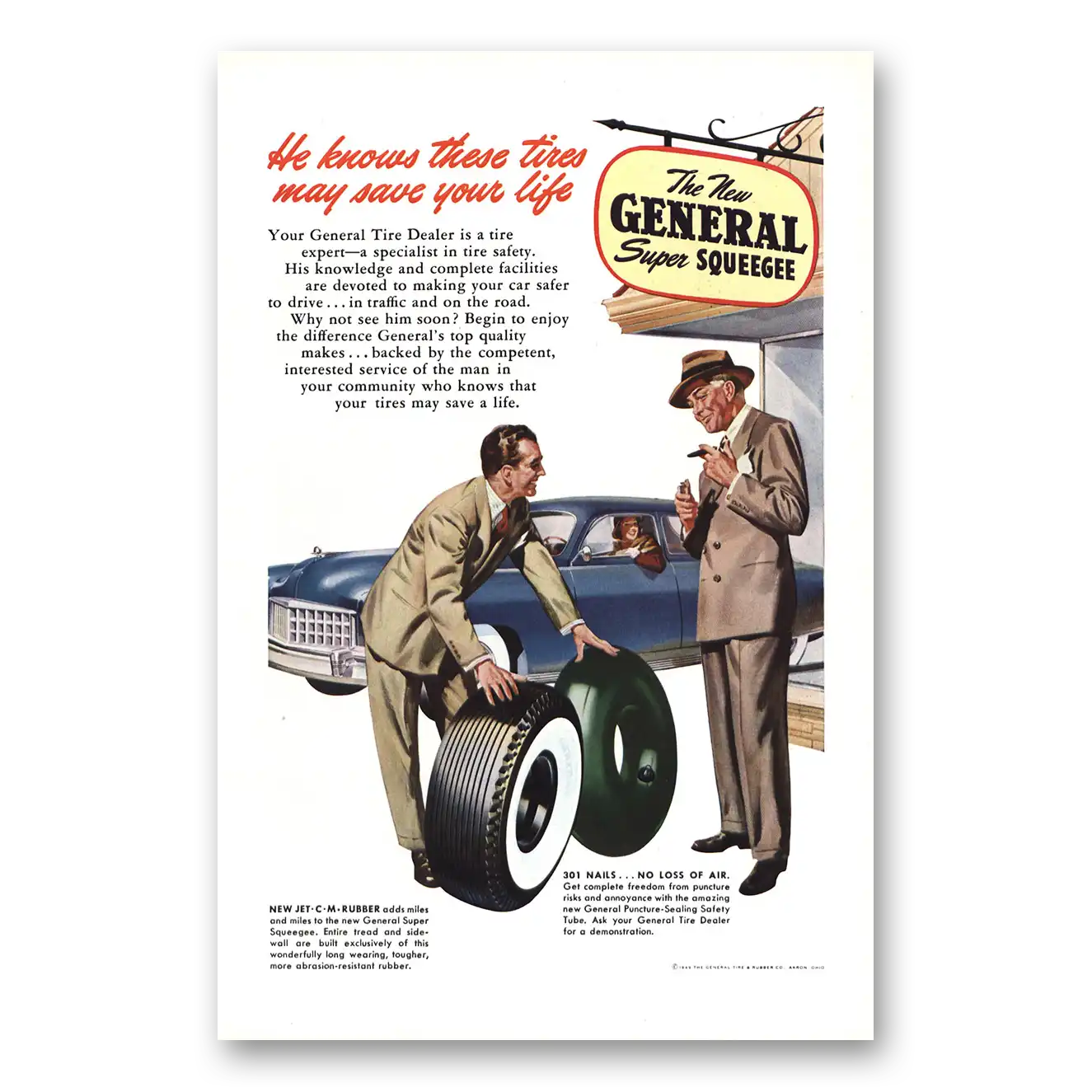 1949 General Tire He Knows These Tires Vintage Magazine Print Ad