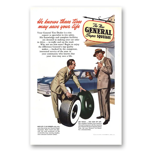 1949 General Tire He Knows These Tires Vintage Magazine Print Ad