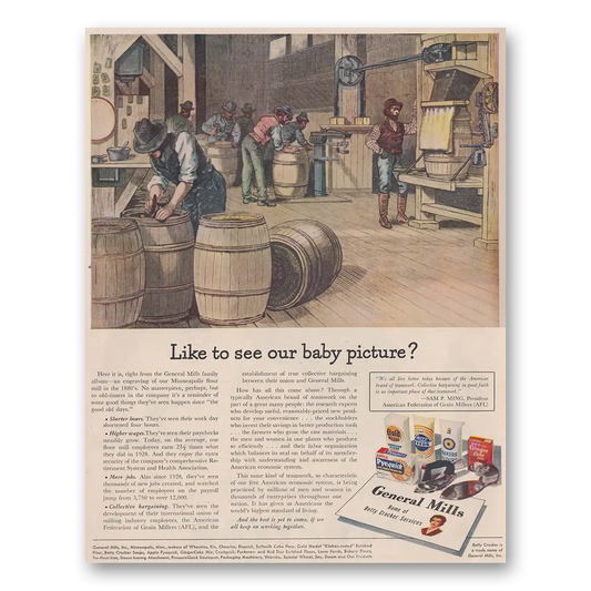 1949 General Mills Like To See Our Baby Picture Vintage Magazine Print Ad