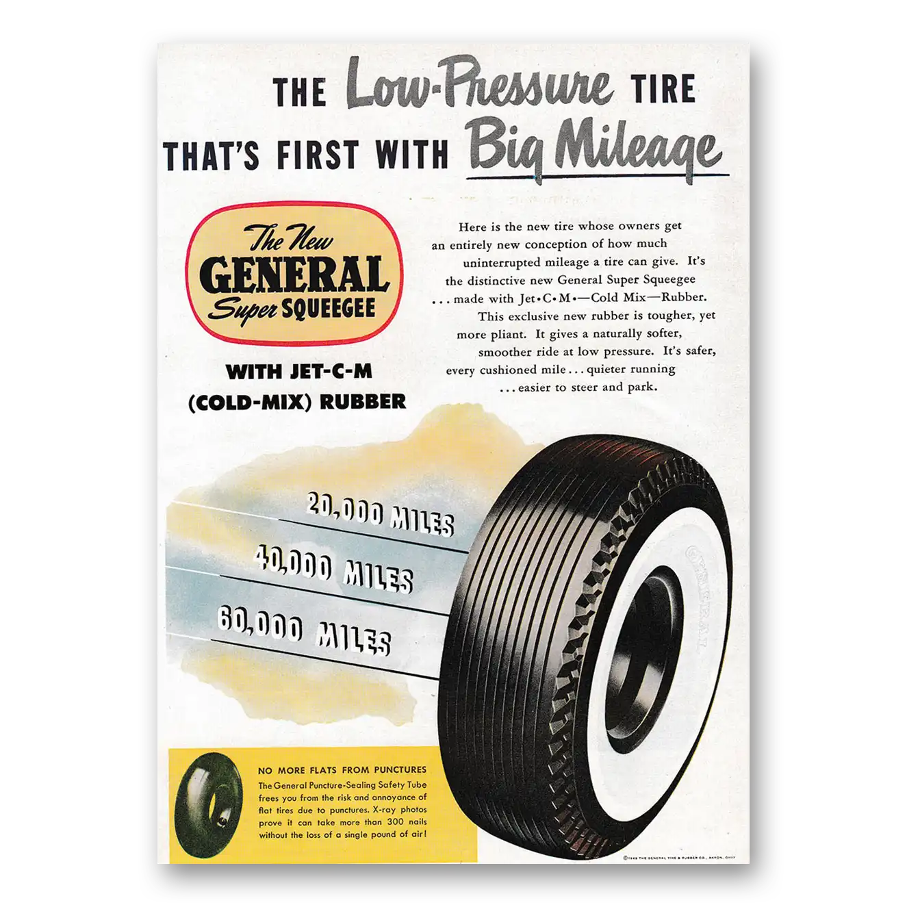 1949 General Tire Super Squeegee Tire Low Pressure Tire Vintage Magazine Print Ad