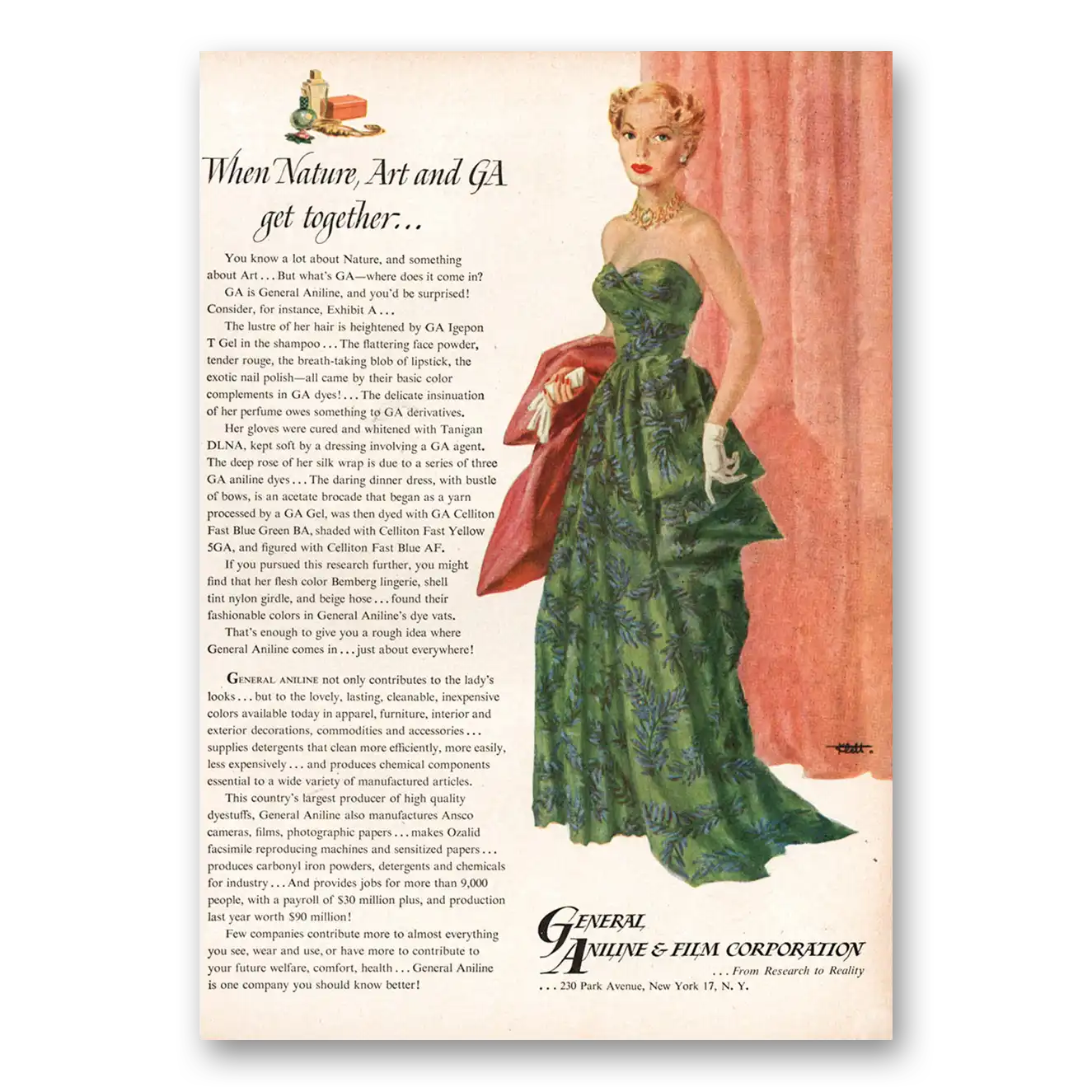 1949 General Aniline & Film Nautre Art and GA Get Together Vintage Magazine Print Ad