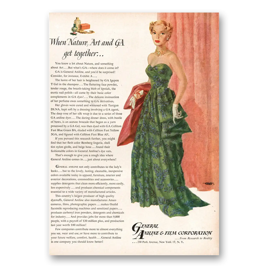 1949 General Aniline & Film Nautre Art and GA Get Together Vintage Magazine Print Ad