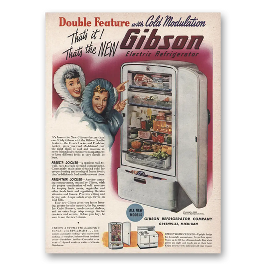 1949 Gibson Refrigerator Cold Modulation Vintage Magazine Print Ad