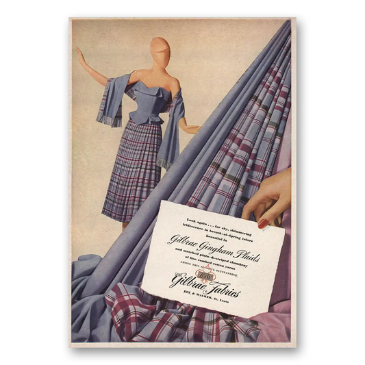 1949 Gilbrae Fabrics Gingham Plaids Vintage Magazine Print Ad