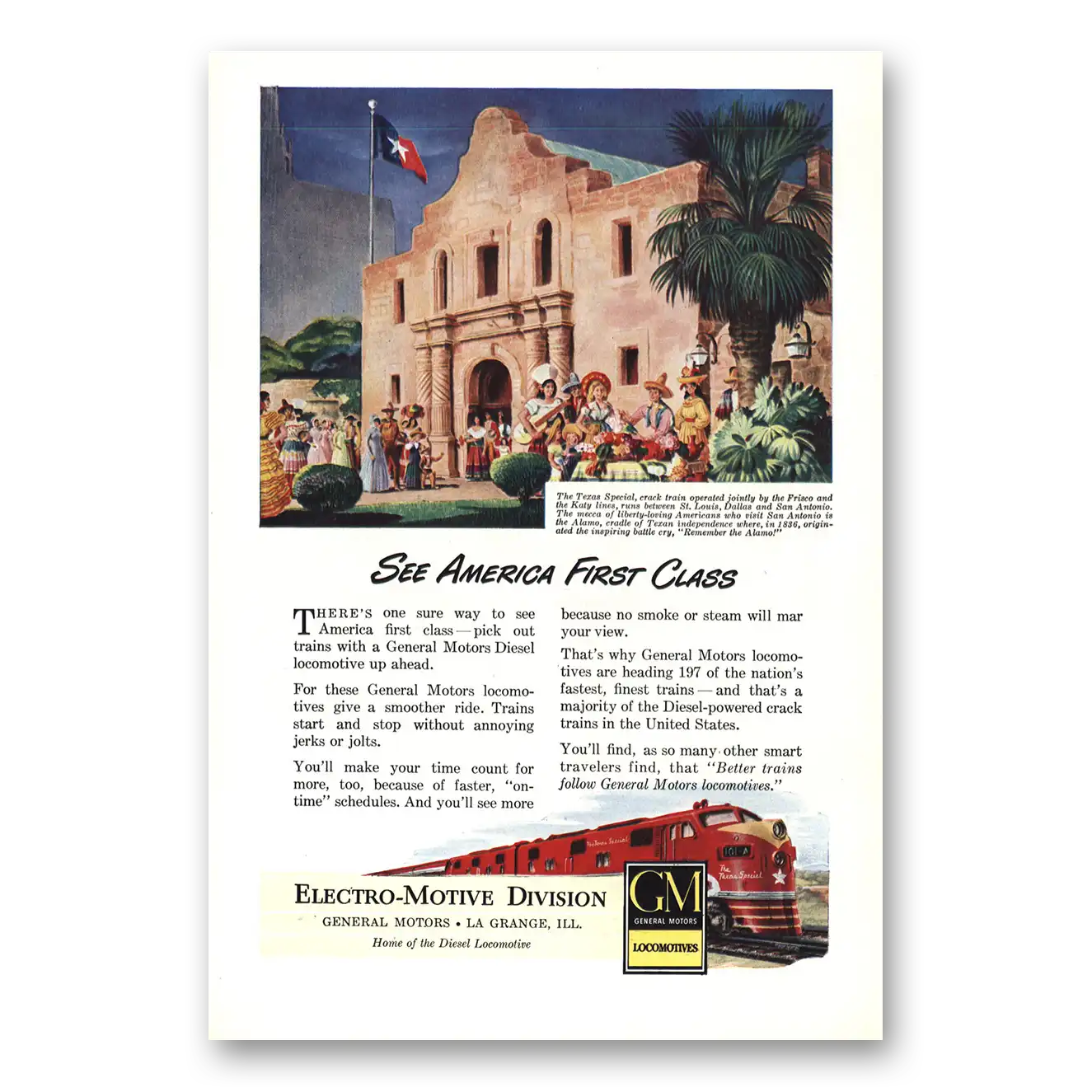 1949 GM Electro Motive See America First Class Vintage Magazine Print Ad