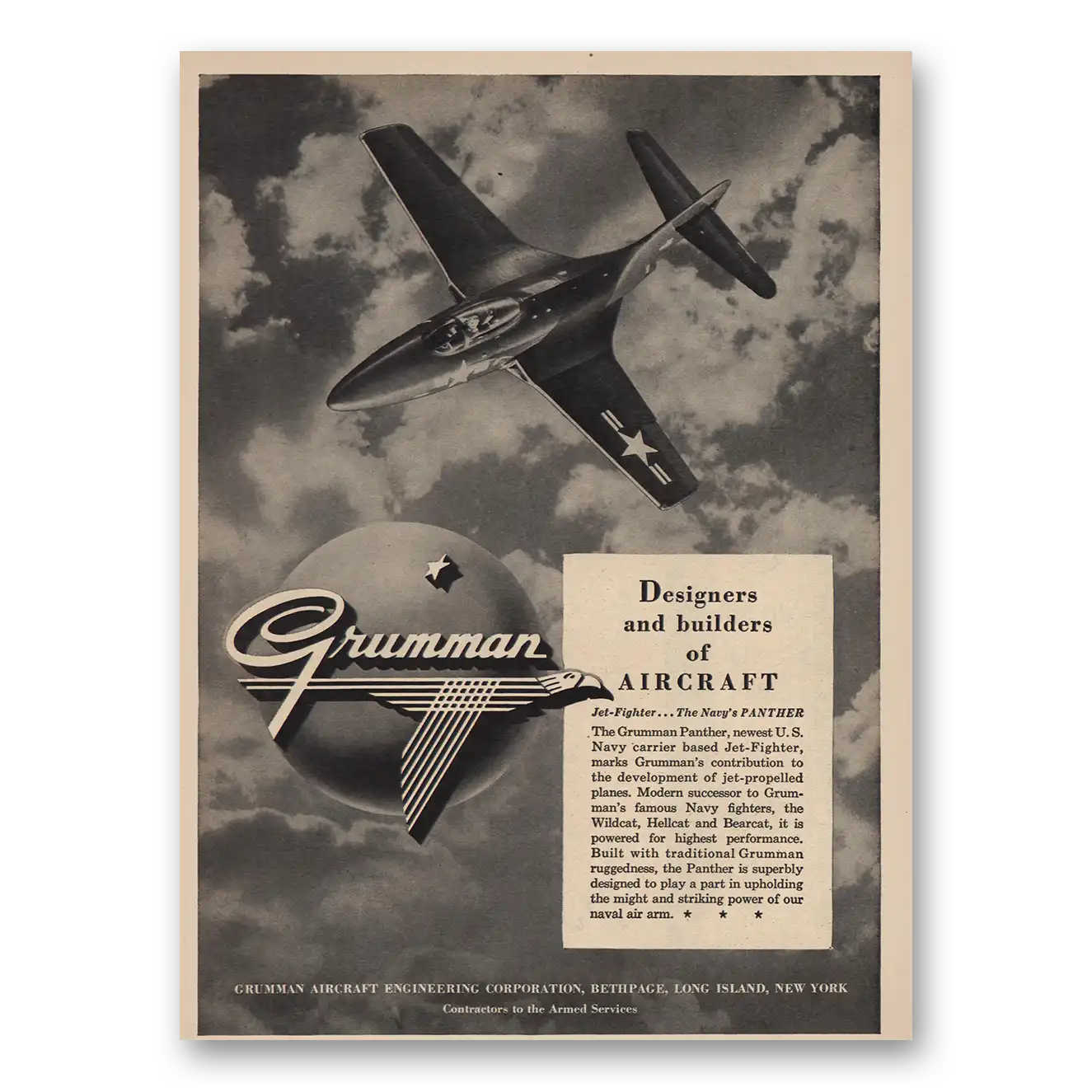 1949 Grumman Designers Builders Aircraft Vintage Magazine Print Ad