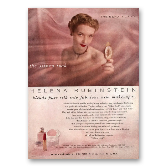 1949 Helena Rubinstein Cosmetics Silken Look Vintage Magazine Print Ad