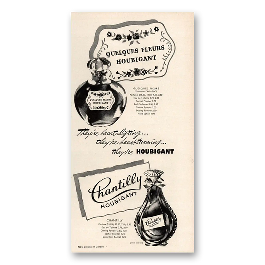 1949 Quelques Fleurs Perfume Quelques Fleurs Chantilly Vintage Magazine Print Ad