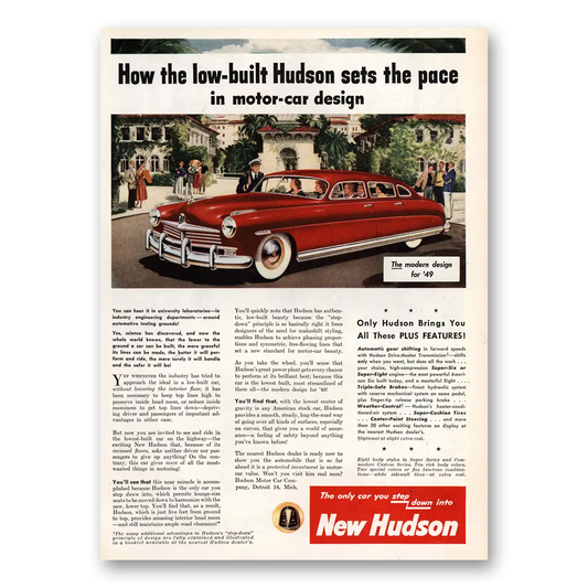 1949 Hudson Motor Car Low Built Hudson Sets the Pace Vintage Magazine Print Ad