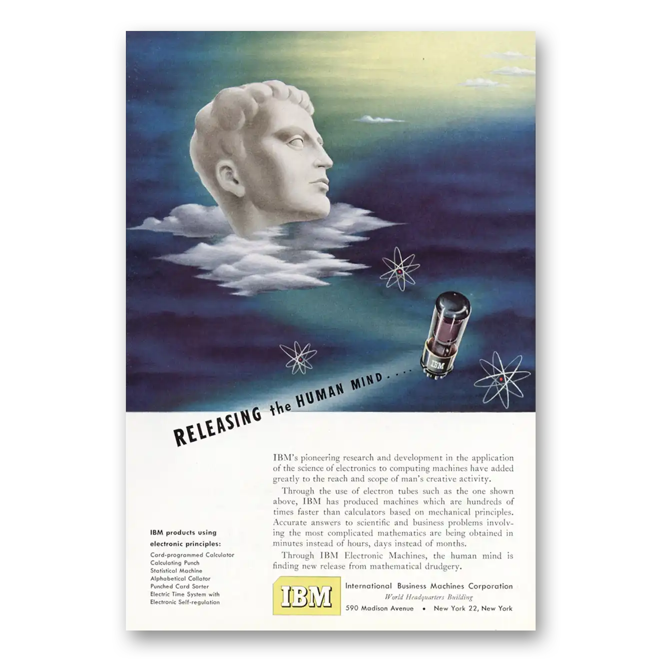 1949 IBM Computers Releasing the Human Mind Vintage Magazine Print Ad