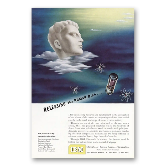 1949 IBM Computers Releasing the Human Mind Vintage Magazine Print Ad