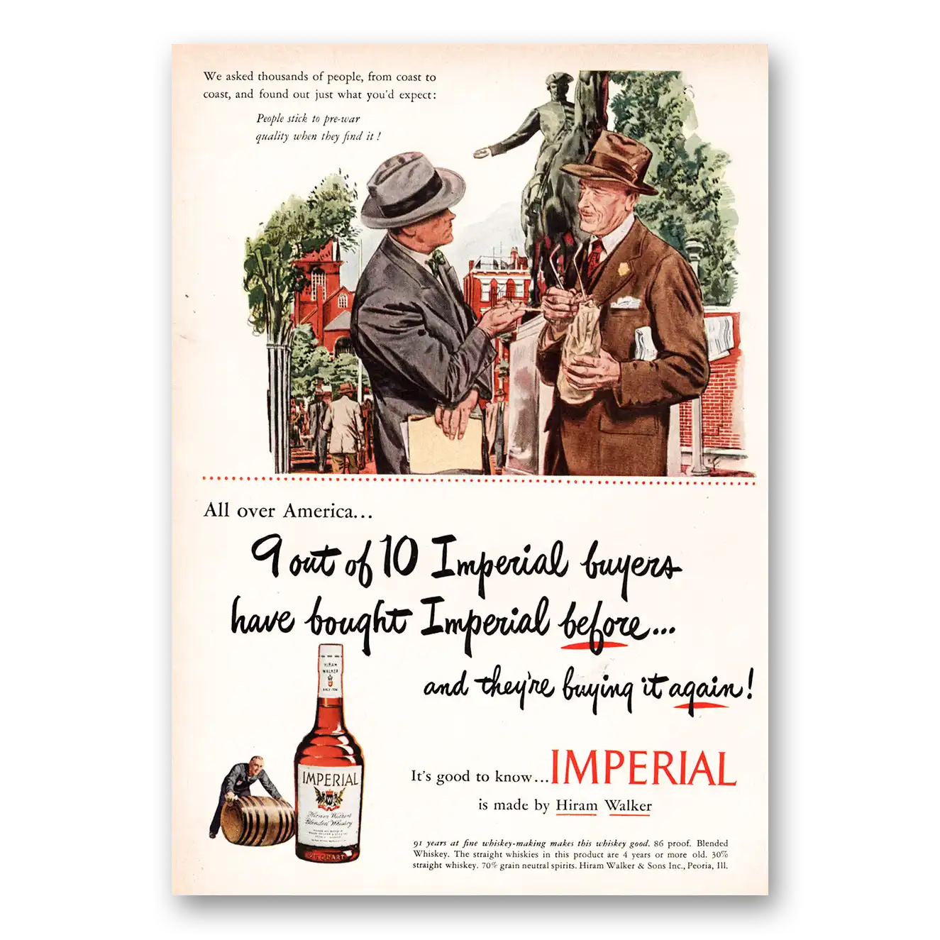 1949 Imperial Whiskey Imperial Buyers Have Bought Before Vintage Magazine Print Ad