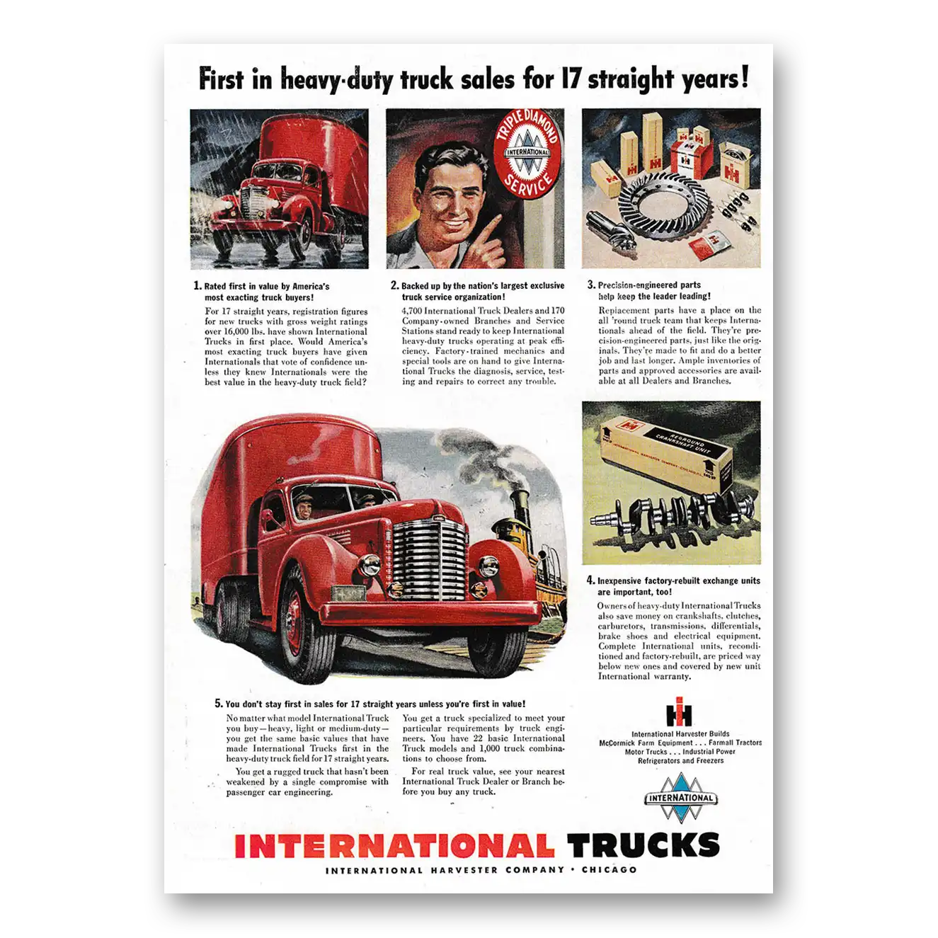 1949 International Trucks First In Heavy Duty Truck Sales Vintage Magazine Print Ad