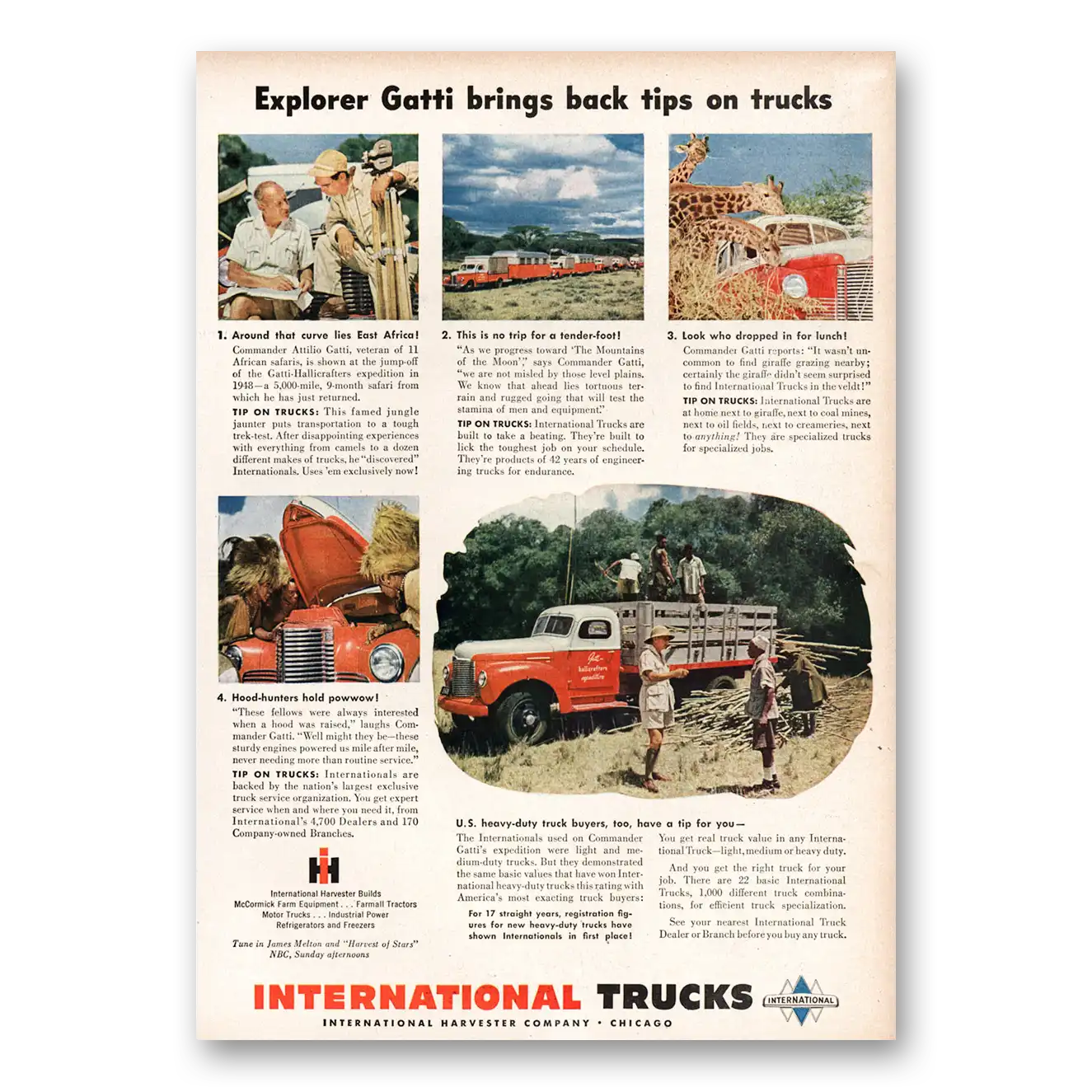 1949 International Trucks Explorer Gatti Brings Back Tips On Trucks Vintage Magazine Print Ad