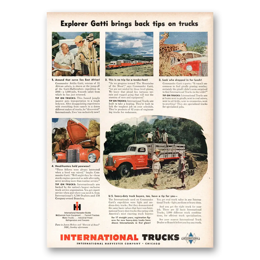 1949 International Trucks Explorer Gatti Brings Back Tips On Trucks Vintage Magazine Print Ad