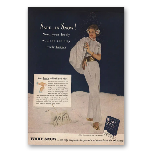 1949 Ivory Snow Safe in Snow Lovely Woolens Vintage Magazine Print Ad