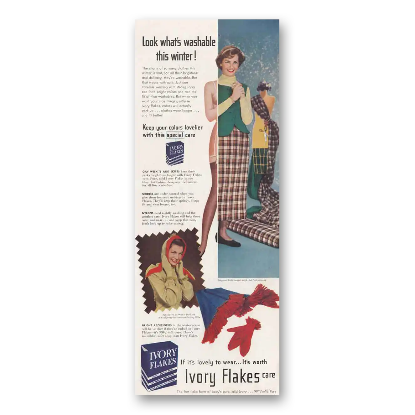 1949 Ivory Flakes Look What's Washable This Winter Vintage Magazine Print Ad