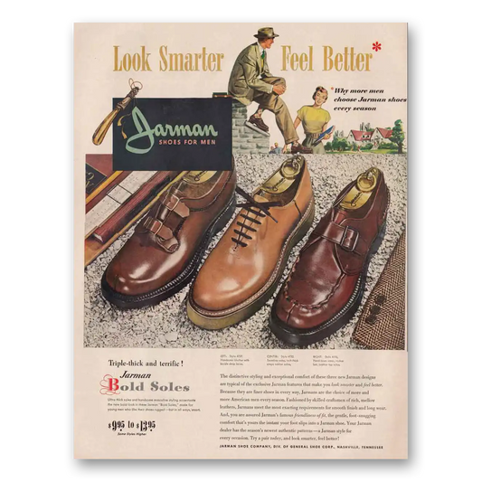 1949 Jarman Shoes Triple Thick and Terrific Vintage Magazine Print Ad