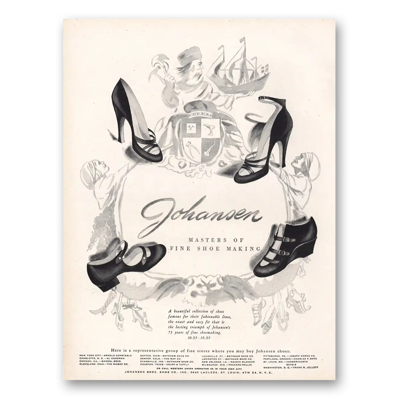 1949 Johansen Shoes Masters Fine Shoe Making Vintage Magazine Print Ad