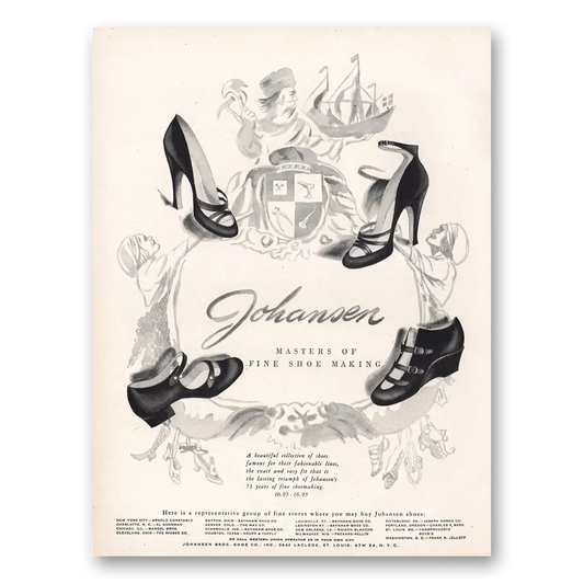 1949 Johansen Shoes Masters Fine Shoe Making Vintage Magazine Print Ad