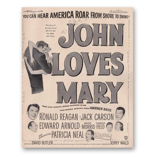 1949 John Loves Mary Promo Ronald Reagan and Jack Carson Vintage Magazine Print Ad