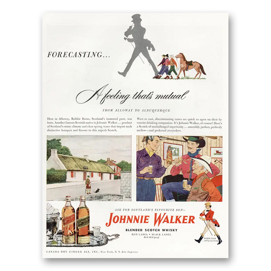 1949 Johnnie Walker Feeling That’s Mutual Vintage Magazine Print Ad