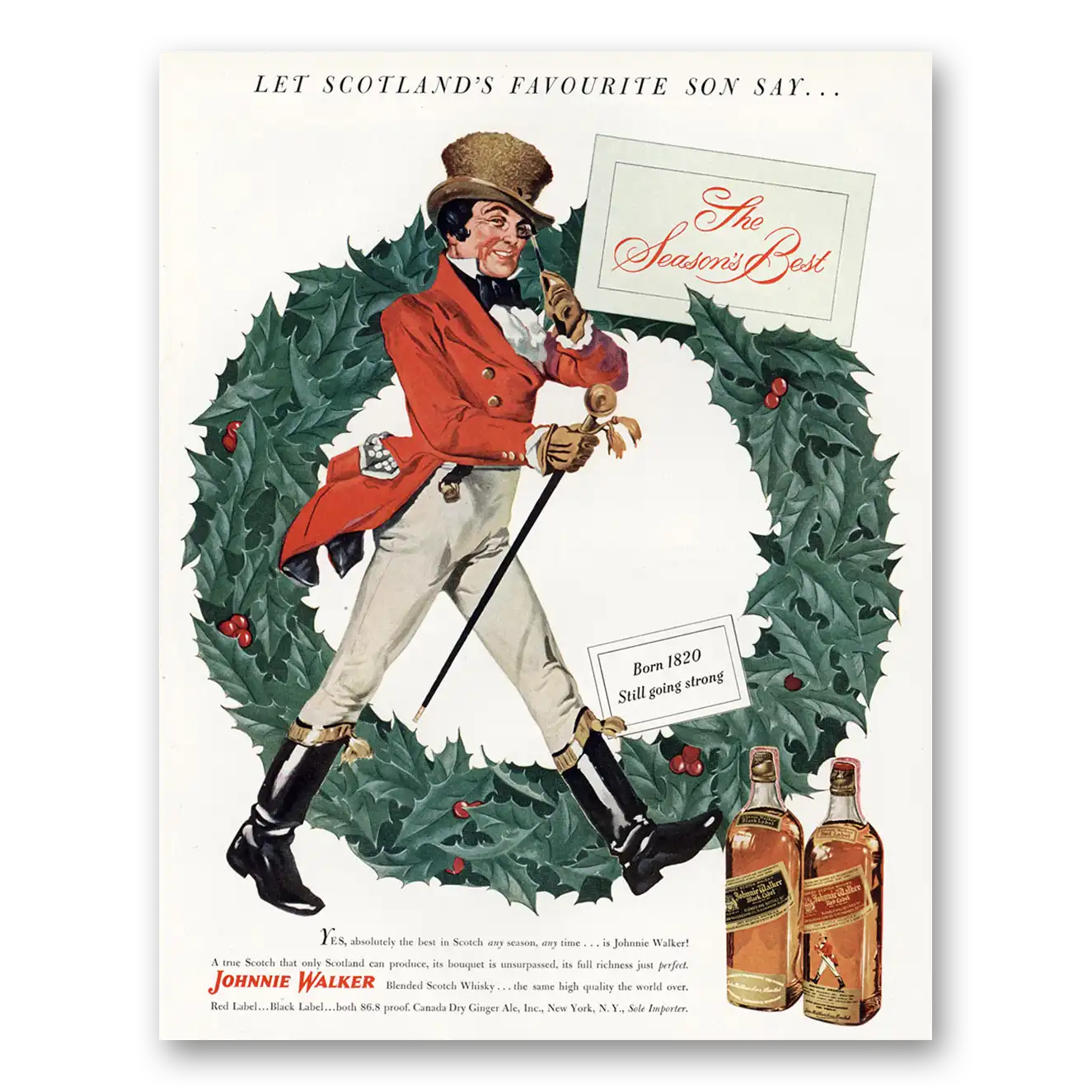 1949 Johnnie Walker Seasons Best Vintage Magazine Print Ad