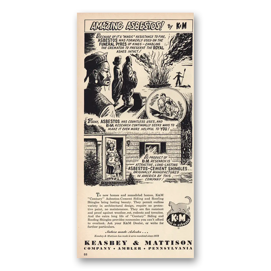 1949 Keasbey & Mattison Amazing Asbestos Funeral Pyres Vintage Magazine Print Ad