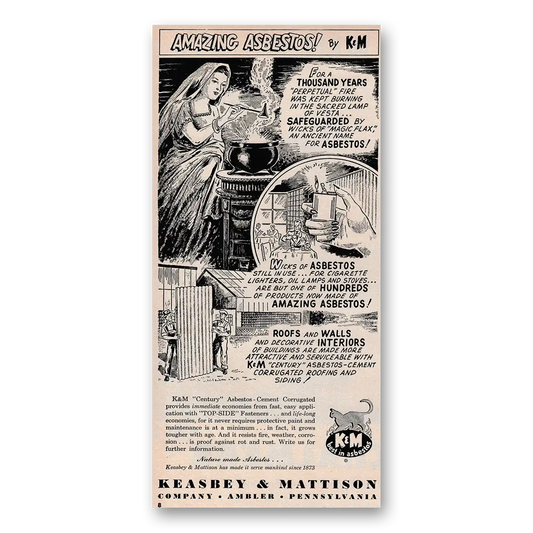 1949 Keasbey & Mattison Amazing Asbestos Vintage Magazine Print Ad