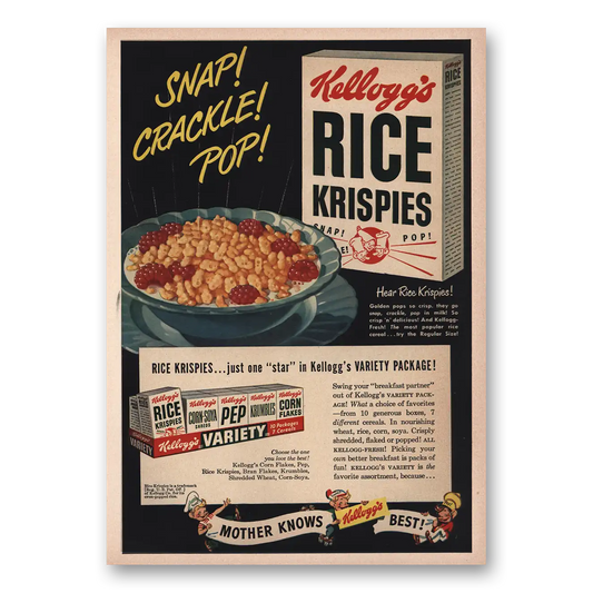 1949 Rice Krispies Cereal Snap Crackle Pop Vintage Magazine Print Ad