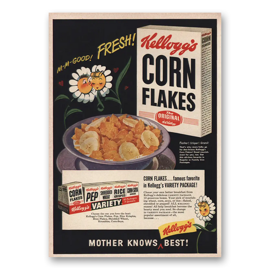 1949 Kelloggs Corn Flakes Mm Good Fresh Vintage Magazine Print Ad