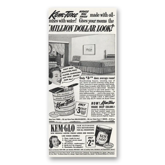 1949 Kem Glo Paint Million Dollar Look Vintage Magazine Print Ad