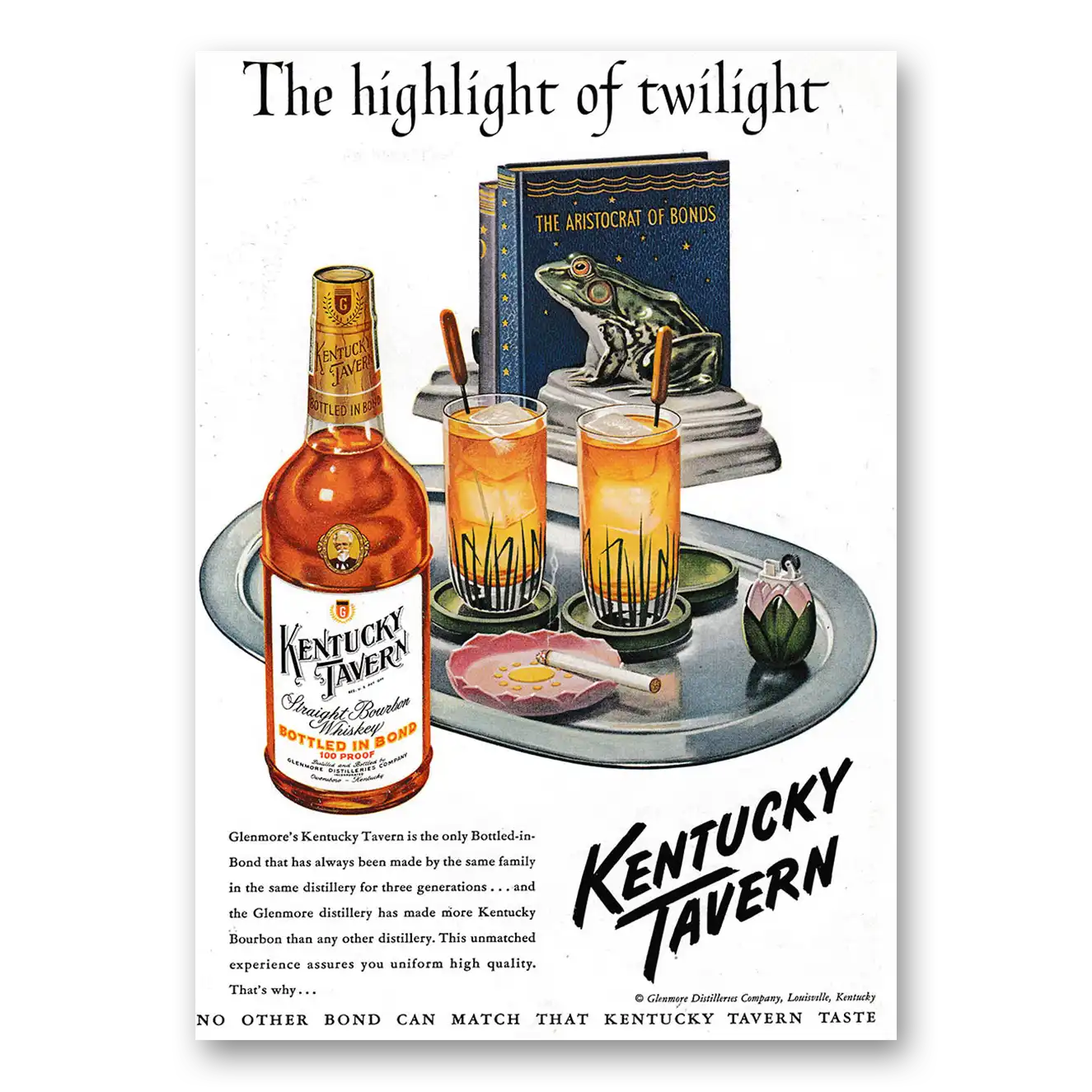 1949 Kentucky Tavern Whiskey Highlight of Twilight Vintage Magazine Print Ad