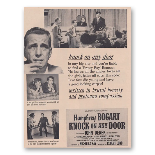 1949 Knock On Any Door Movie Promo Humphrey Bogart Vintage Magazine Print Ad