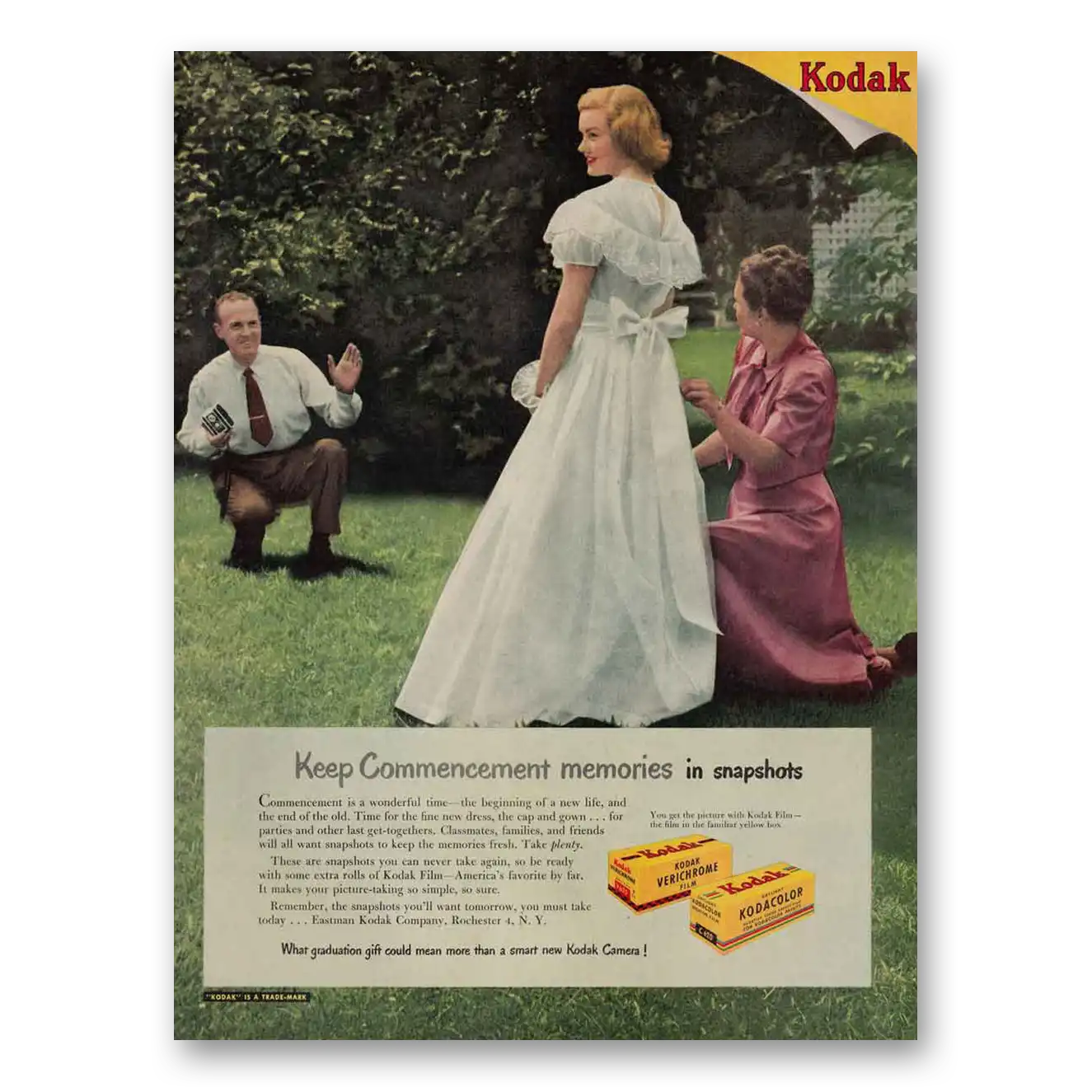 1949 Kodak Film Commencement Memories Vintage Magazine Print Ad