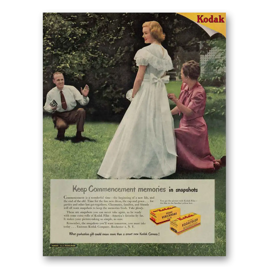 1949 Kodak Film Commencement Memories Vintage Magazine Print Ad