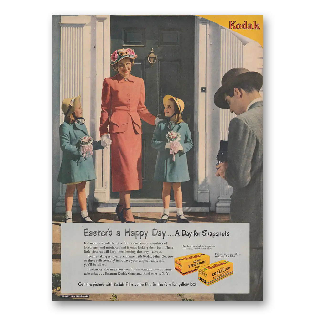 1949 Kodak Film Easters a Happy Day Vintage Magazine Print Ad