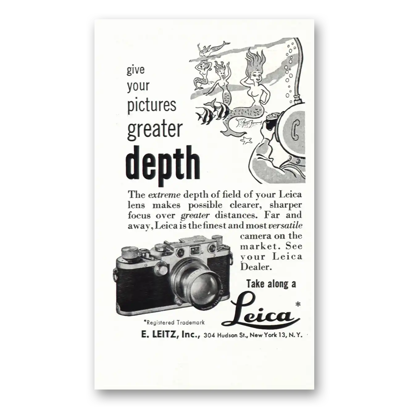 1949 Leica Cameras Give Your Pictures Greater Depth Vintage Magazine Print Ad