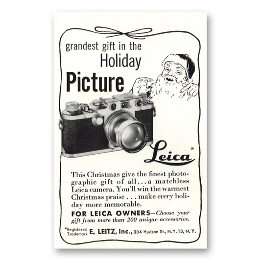 1949 Leica Cameras Grandest Gift in the Holiday Picture Vintage Magazine Print Ad