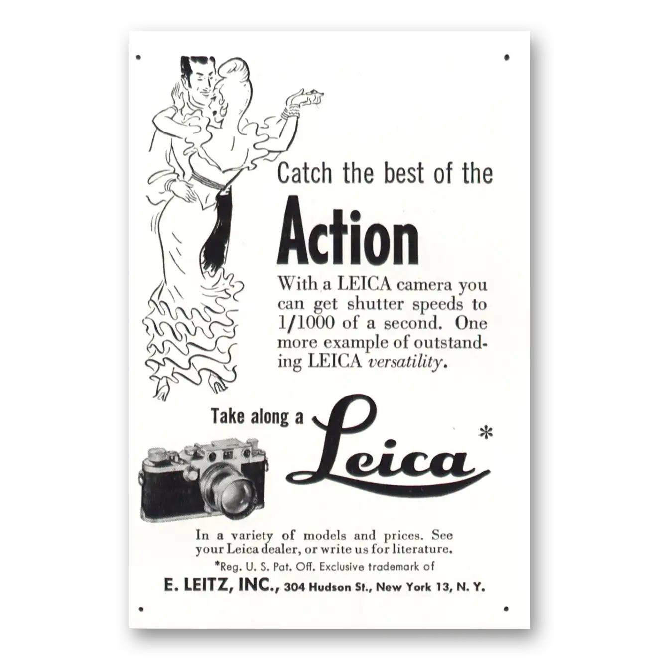 1949 Leica Cameras Catch Best Action Vintage Magazine Print Ad