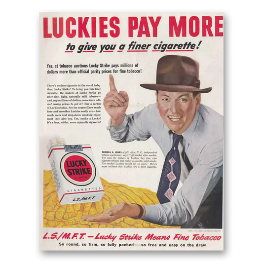 1949 Lucky Strike Cigarettes Thomas A Jones Vintage Magazine Print Ad