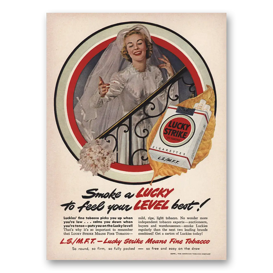 1949 Lucky Strike Cigarettes Bride Smoke a Lucky Vintage Magazine Print Ad